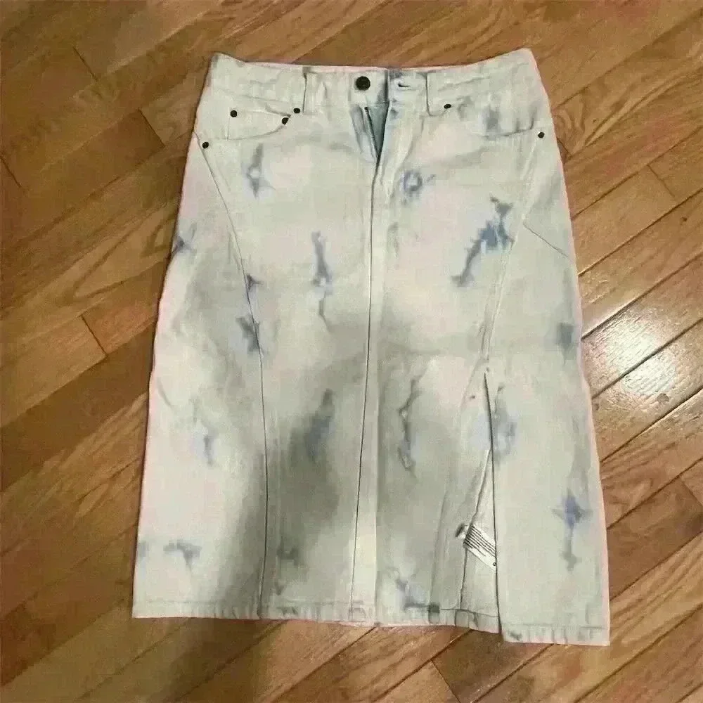 Future Collective Women's High-Rise Midi Denim Skirt Light Wash Size 0 - Picture 2 of 9